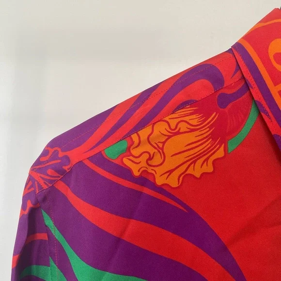 Versace Medusa Music Long Sleeve Button-Up Silk Shirt - Picture 6 of 12